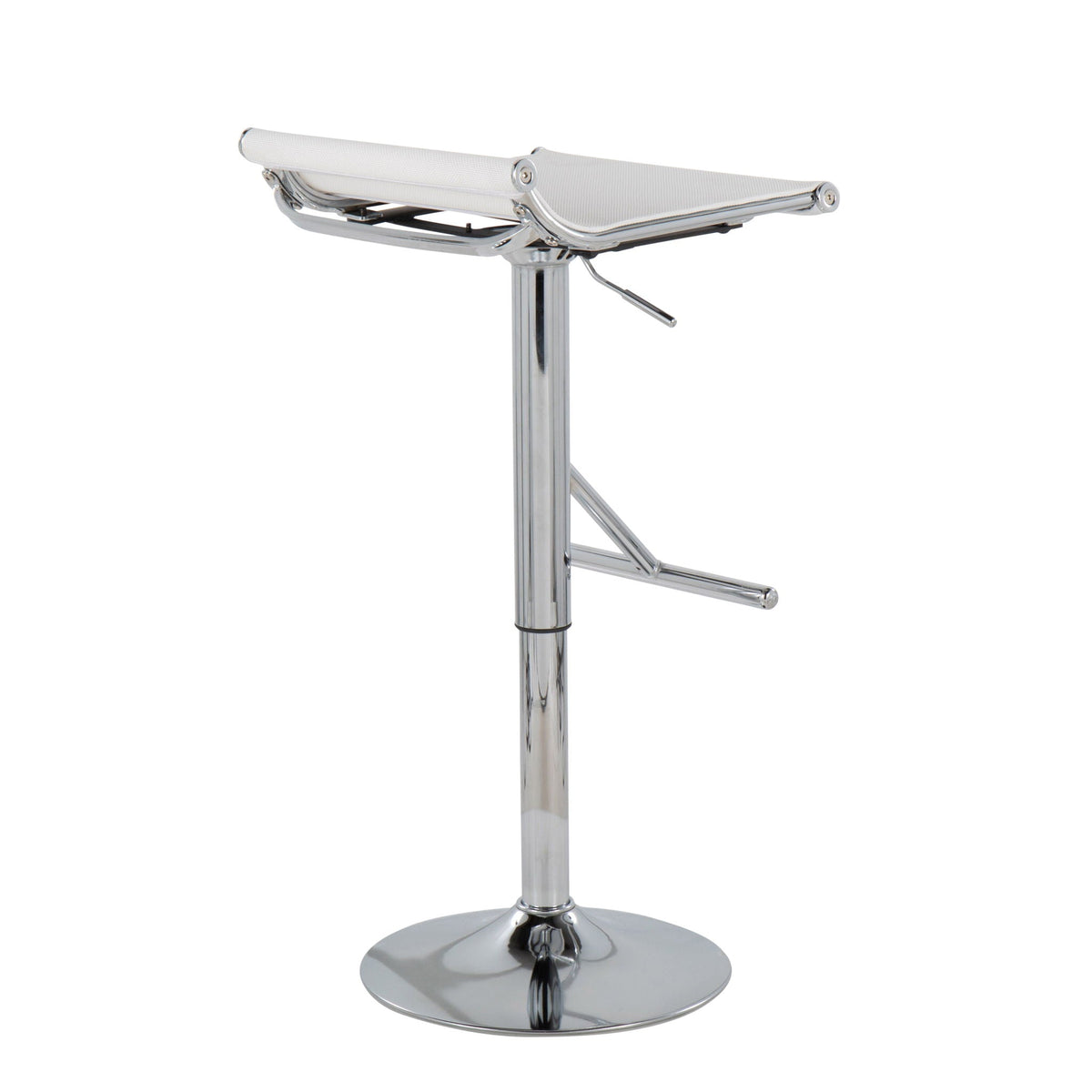White adjustable bar stool with swivel and footrest, chrome base on Tampa Home & Garden Store