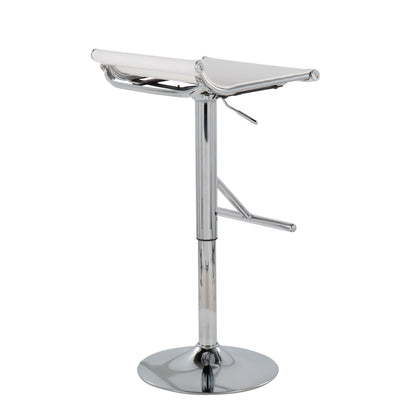 White adjustable bar stool with swivel and footrest, chrome base on Tampa Home & Garden Store
