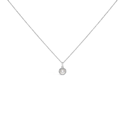 10K white gold 5mm cultured pearl with diamond halo pendant necklace on a chain by Bids.com on Tampa Home & Garden Store