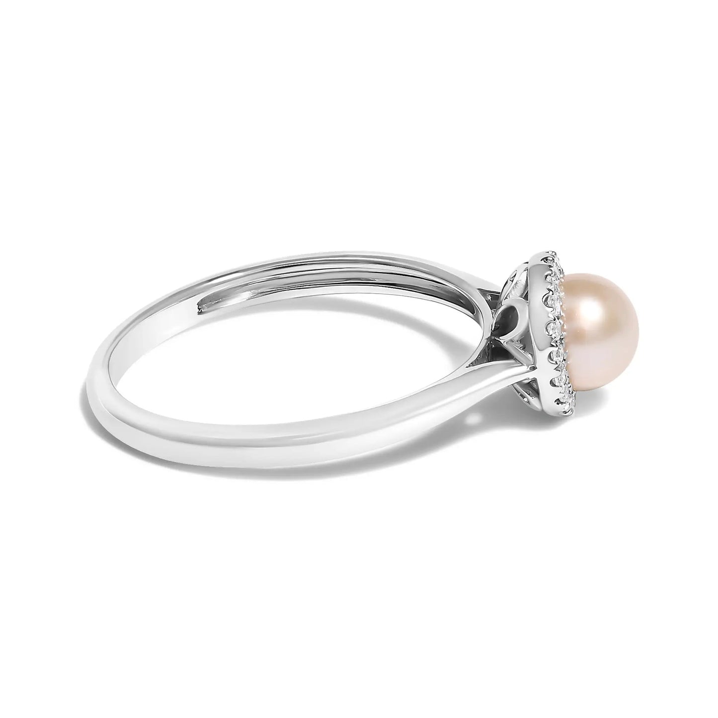 10K white gold cultured freshwater pearl diamond halo ring with pink pearl, ring size 6.5 on Tampa Home & Garden Store