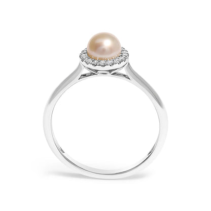 10K white gold pearl halo ring with 5mm cultured freshwater pearl and diamond halo by Bids.com on Tampa Home & Garden Store