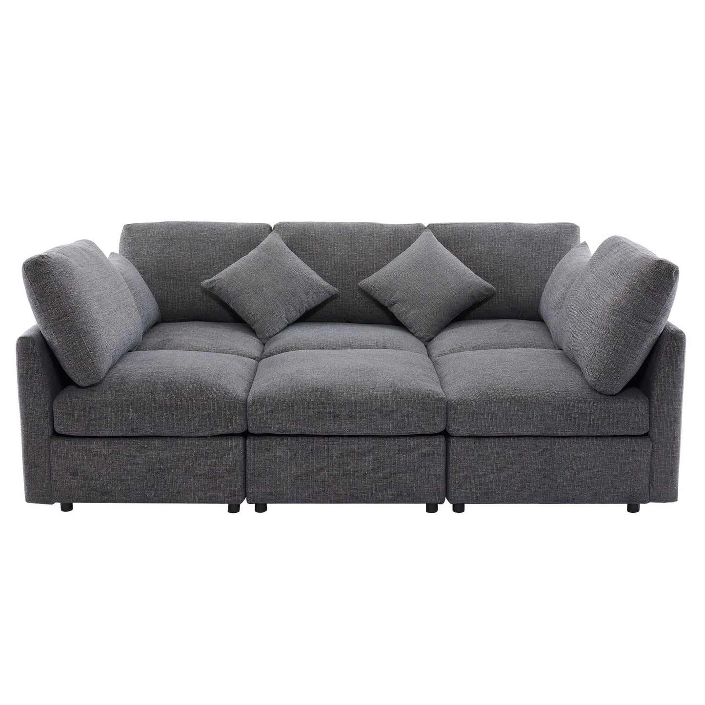 Sectional sofa modular U-shaped with ottoman gray fabric by HouseOfZazla, 2-piece set on Tampa Home & Garden Store