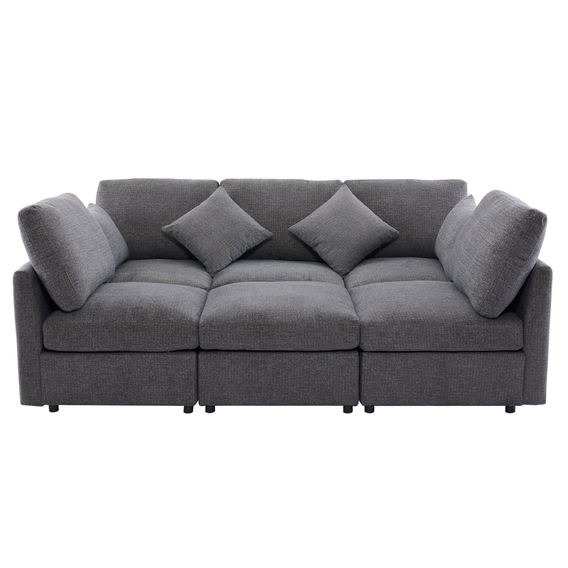 Sectional sofa modular U-shaped with ottoman gray fabric by HouseOfZazla, 2-piece set on Tampa Home & Garden Store