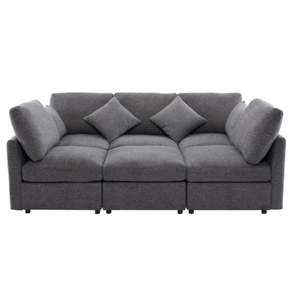 Sectional sofa modular U-shaped with ottoman gray fabric by HouseOfZazla, 2-piece set on Tampa Home & Garden Store
