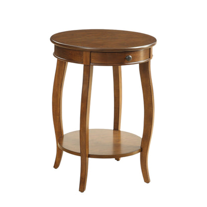 Walnut accent table with drawer and shelf, round top, single drawer, curved legs on Tampa Home & Garden Store