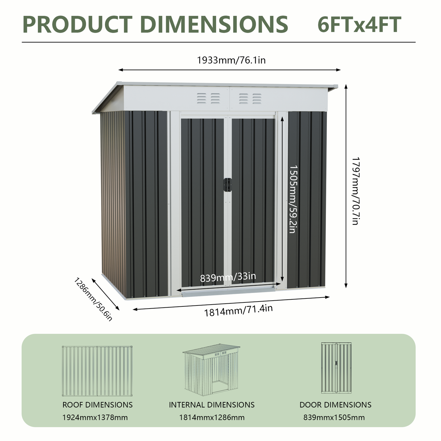 Steel Garden Shed for Patio and Outdoor Storage