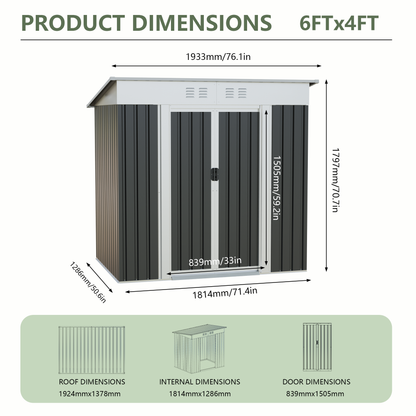 Steel Garden Shed for Patio and Outdoor Storage