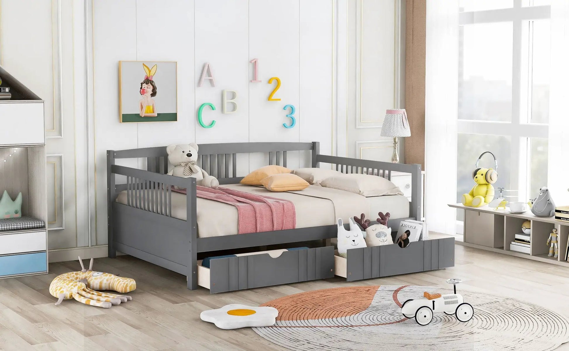 Gray multifunction daybed storage bed by Unique Piece Furniture with under-bed drawers on Tampa Home & Garden Store