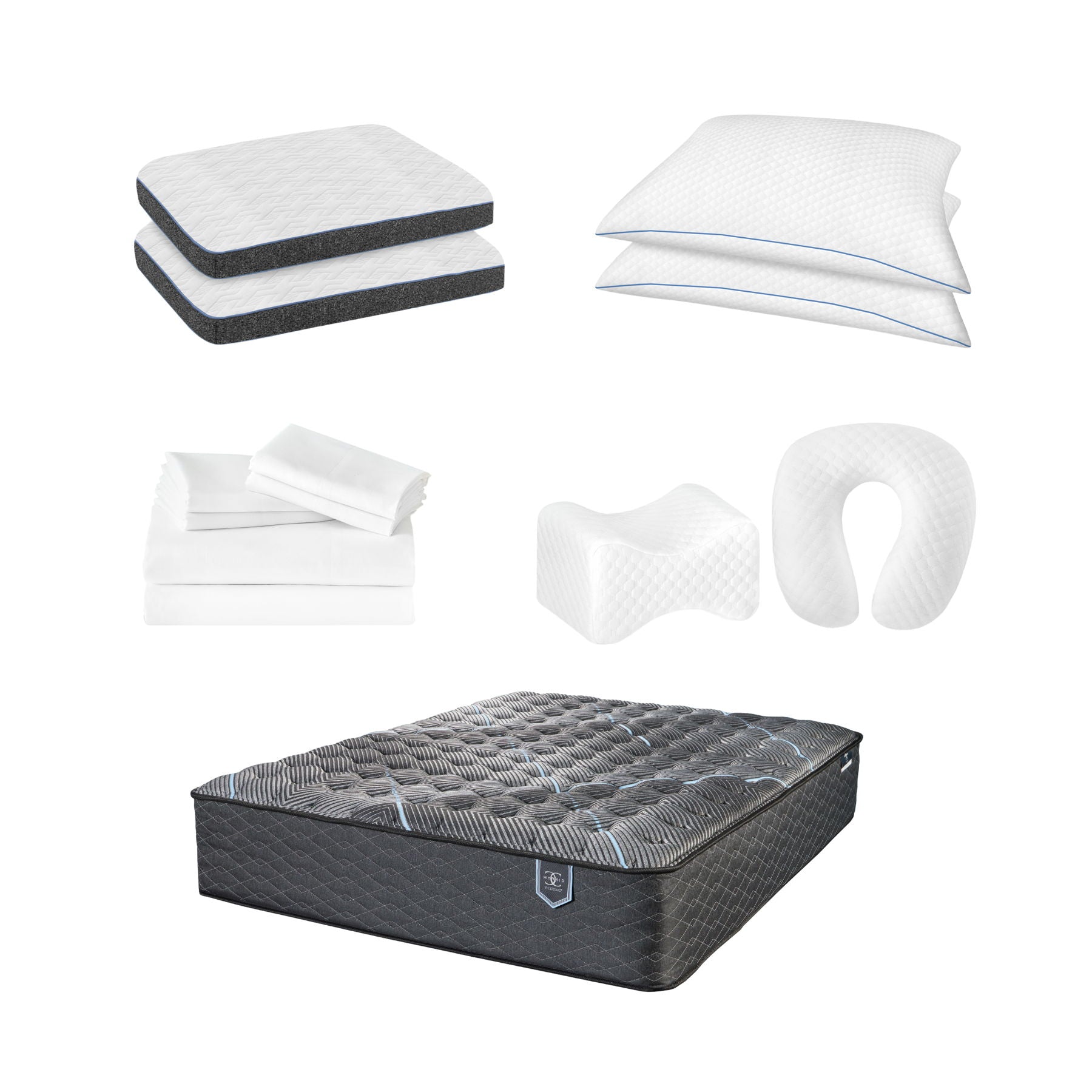 Comfort Care 12-Piece Bedding Pack with white pillows and sheets on a dark plush mattress on Tampa Home & Garden Store