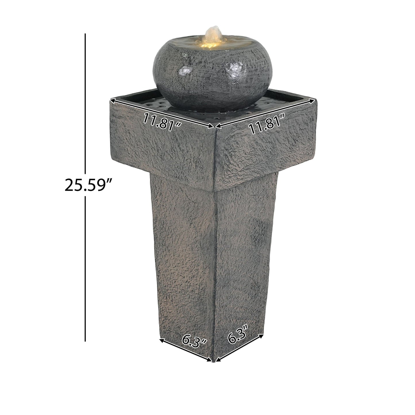 Gray Led Column Fountain and Outdoor Decor