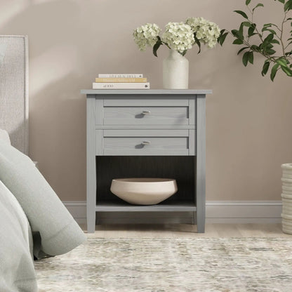 Warm Shaker bedside table graywashed wood, 3 drawers, handcrafted by Unique Piece Furniture on Tampa Home & Garden Store