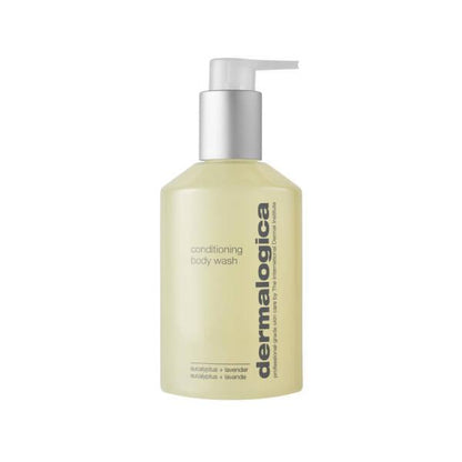 Dermalogica Conditioning Body Wash bottle with pump, pale yellow liquid, lavender and tea tree oil formula on Tampa Home & Garden Store