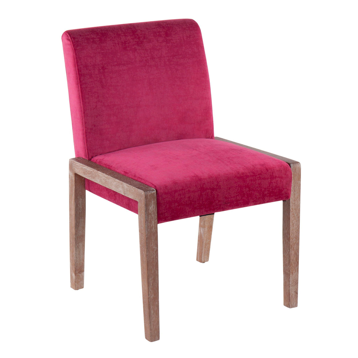 Contemporary chair set of 2 with foam-padded pink velvet seats and wood legs HouseOfZazla on Tampa Home & Garden Store