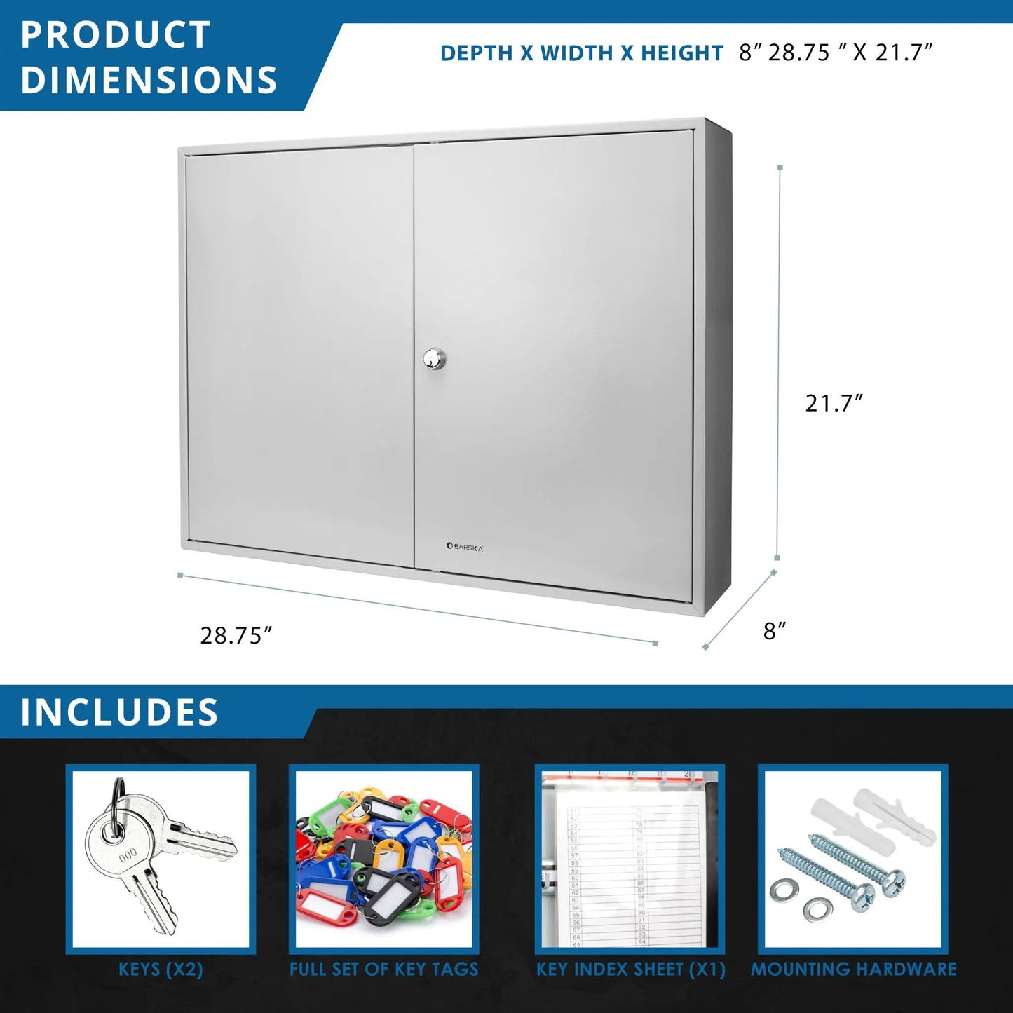 Adjustable key cabinet with lock, stainless steel wall storage organizer by Unique Piece Furniture on Tampa Home & Garden Store