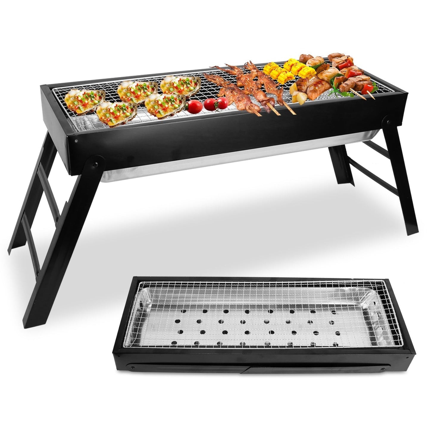 GemGear foldable charcoal BBQ grill with stainless steel grate, portable tabletop on Tampa Home & Garden Store