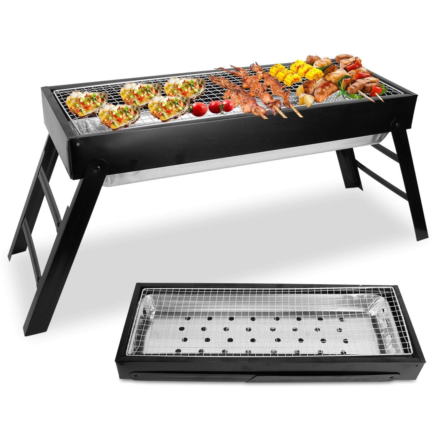GemGear foldable charcoal BBQ grill with stainless steel grate, portable tabletop on Tampa Home & Garden Store