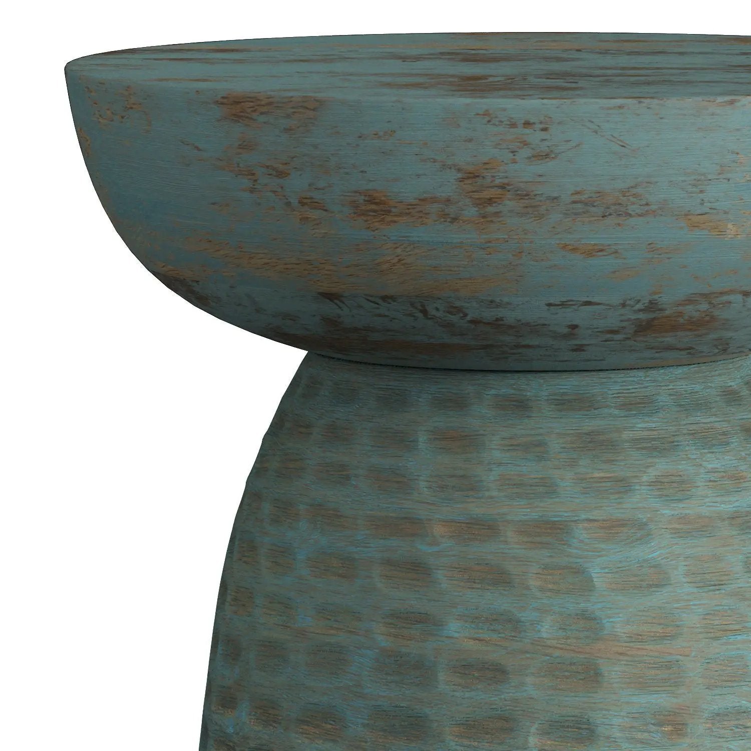 Boyd handcrafted accent table teal distressed wood finish on Tampa Home & Garden Store