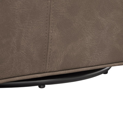 Westly swivel accent chair seat in brown leather with visible seam and black base on Tampa Home & Garden Store