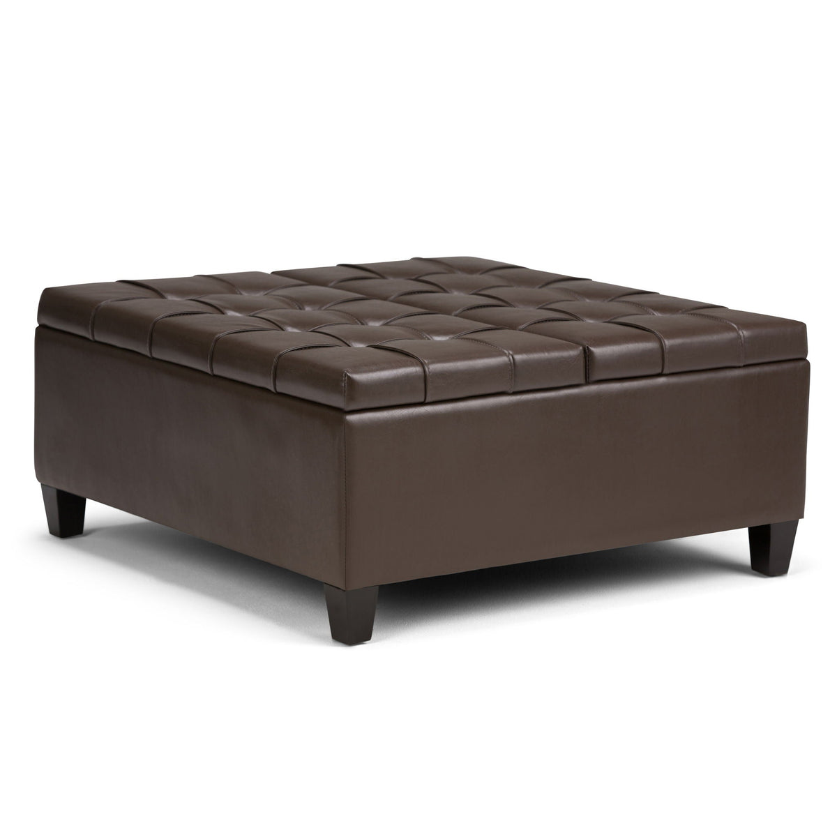 Harrison tufted lift-top storage ottoman in brown leather with deep tufting by HouseOfZazla on Tampa Home & Garden Store