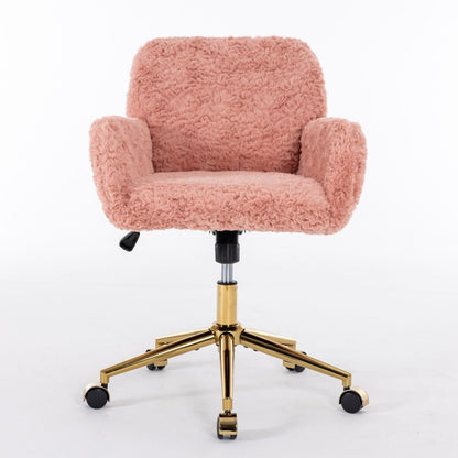 Office Chair with Rabbit Hair and Metal Base