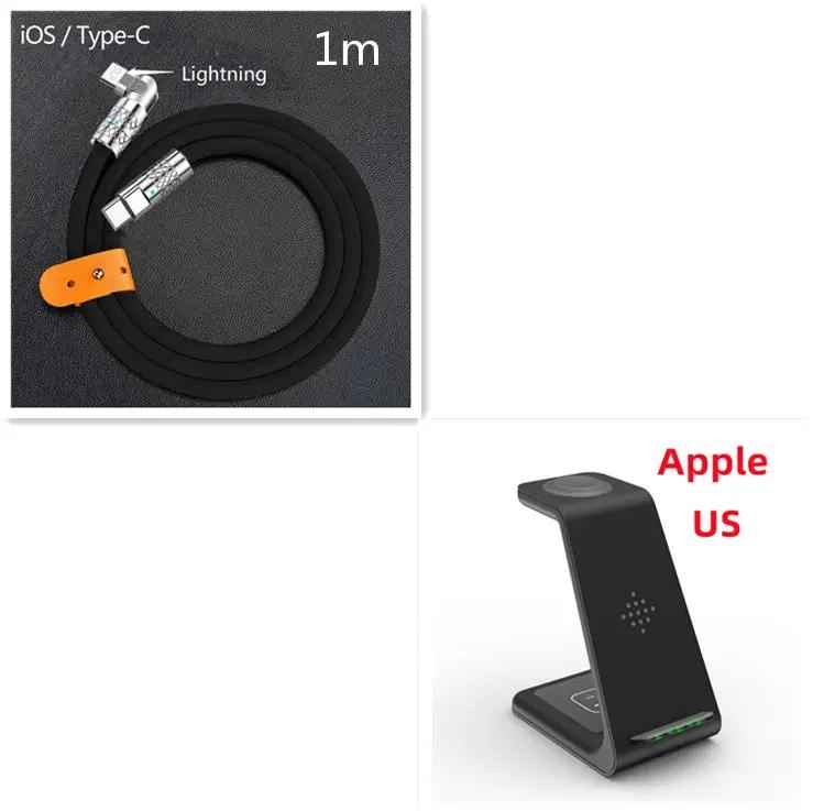 Two-item 3-in-1 fast charging wireless charger stand and 1m iOS/Type-C Lightning cable on Tampa Home & Garden Store