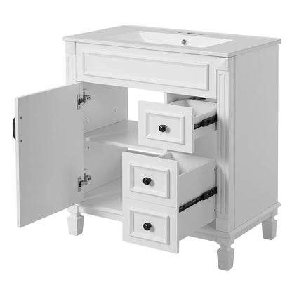 Bathroom Vanity With Sink and Cabinet Two Drawers