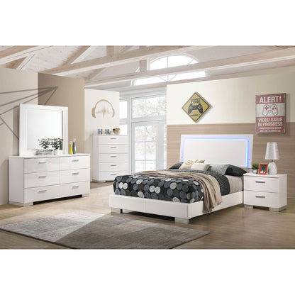 Felicity LED panel bed with built-in lighting, upholstered platform bed by HouseOfZazla on Tampa Home & Garden Store