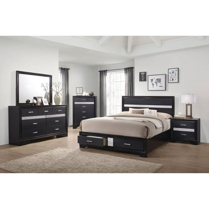 Corbin Glittering Bedroom Set, 4 Piece in black lacquer with matching dressers and bed frame on Tampa Home & Garden Store