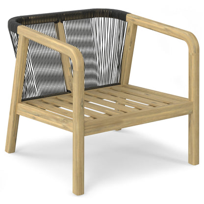 Palmetto outdoor conversation chairs set of 2 with natural wood frames and black woven rope backs on Tampa Home & Garden Store