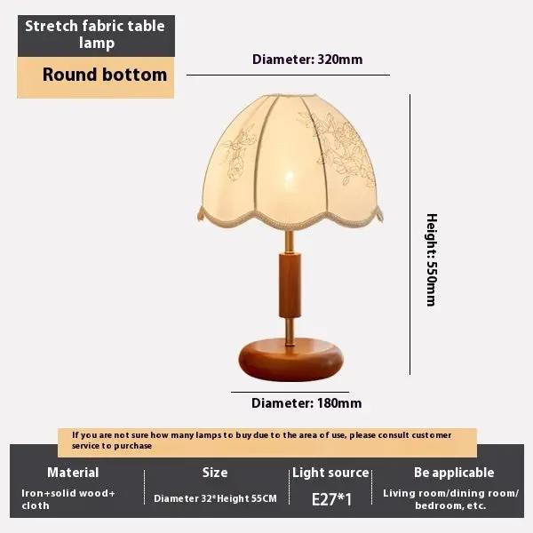 FLIPSTYLEZLLC French retro oak solid wood fabric table lamp with beige fabric shade on Tampa Home & Garden Store