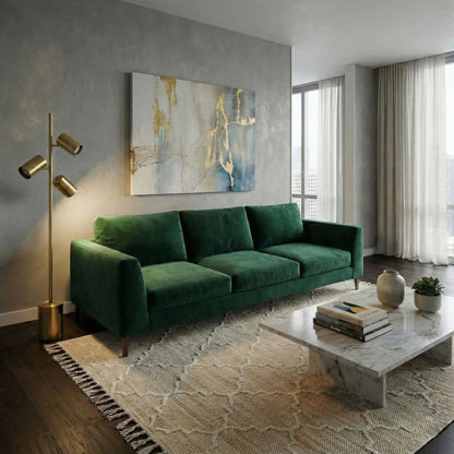 Harmony floor lamp with rotary switch triple gold spotlights on block base for living room on Tampa Home & Garden Store