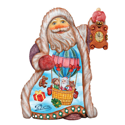 Balloon Ride Santa sculpted ornament by G. DeBrekht; hand-painted Santa with balloon ride scene on Tampa Home & Garden Store