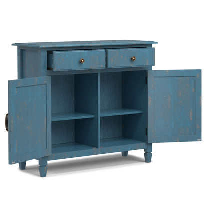 Connaught Entryway Storage Cabinet blue with 2 top drawers and brass hardware HouseOfZazla on Tampa Home & Garden Store