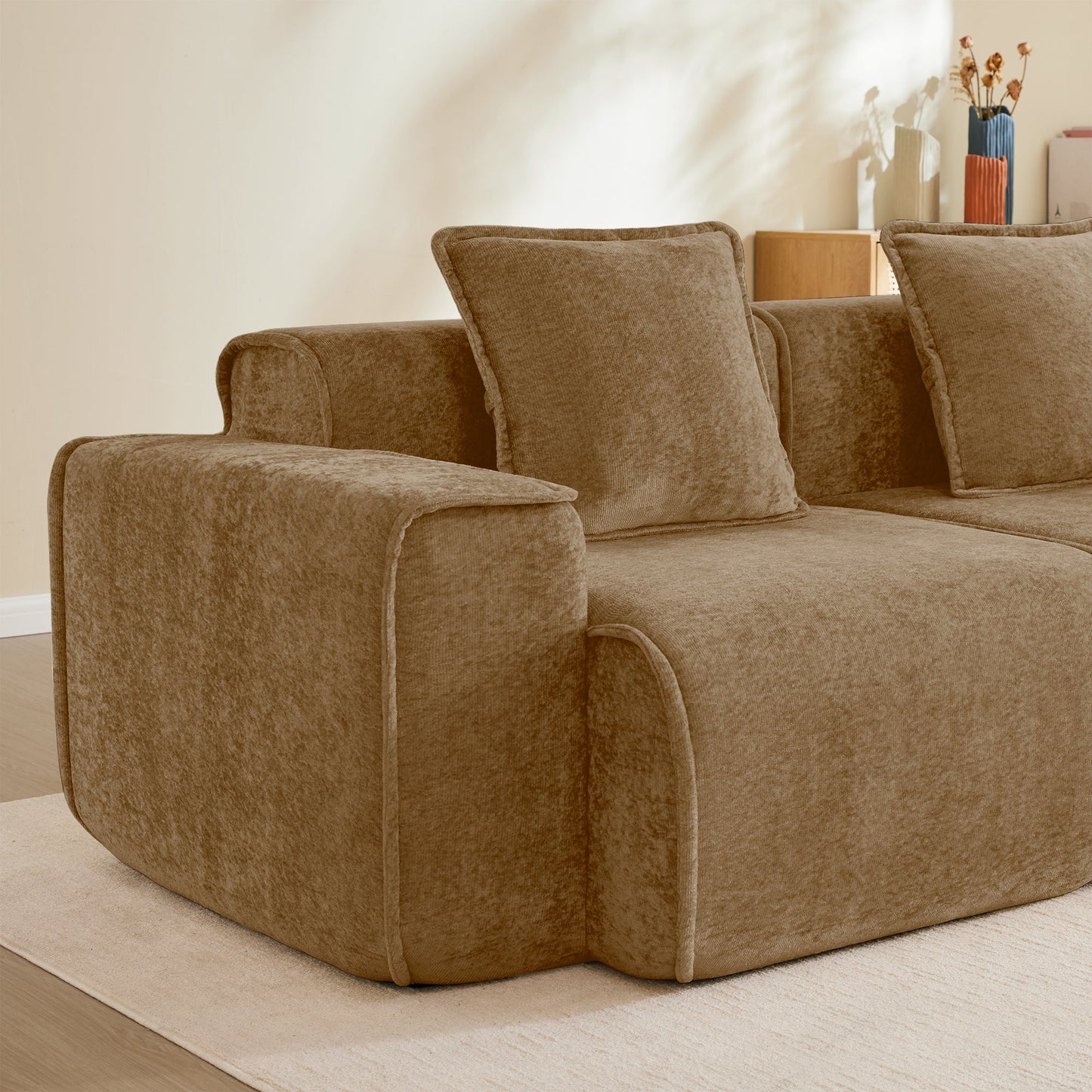 Streamlined Design Modular 3-Seat U-Shape Sectional Sofa in brown fabric by HouseOfZazla on Tampa Home & Garden Store