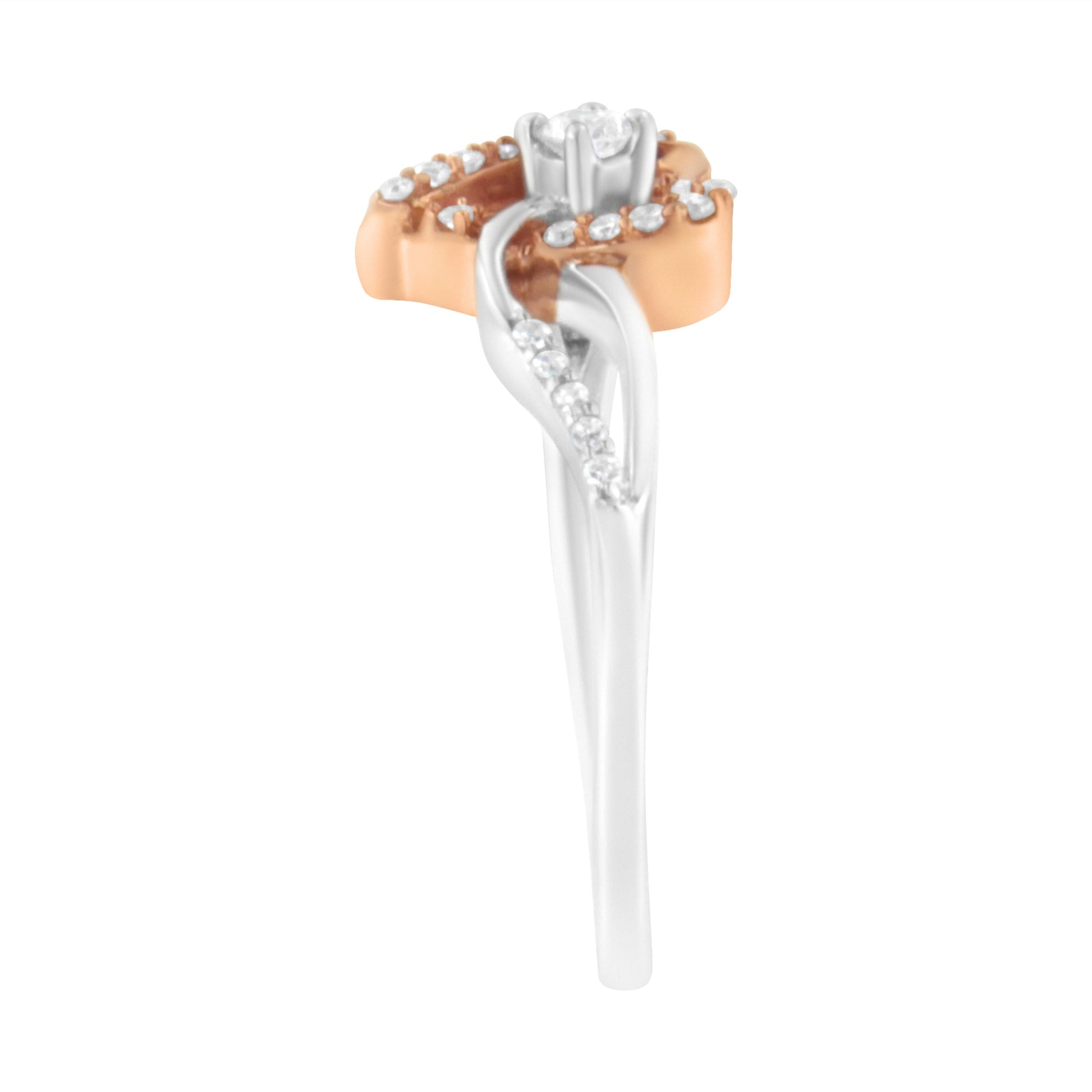 Ring: 10K rose gold over sterling silver with Cttw diamonds, open heart split shank on Tampa Home & Garden Store