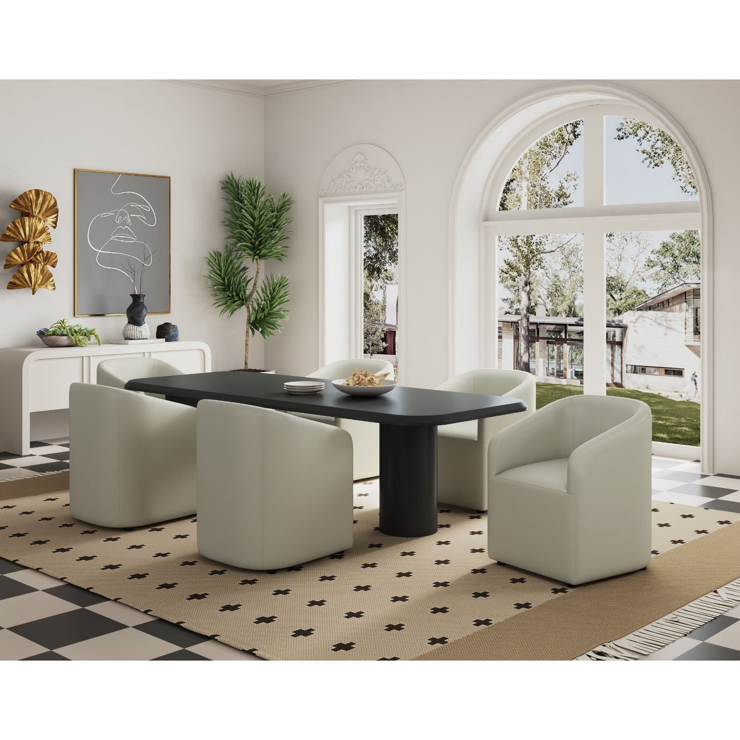 Anna and Modern Round Vegan Dining Armchair