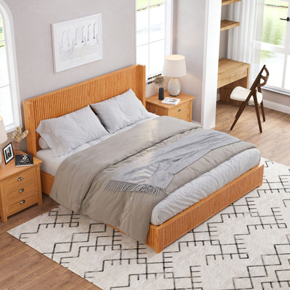 Modern Platform Bed Frame with Tall Headboard