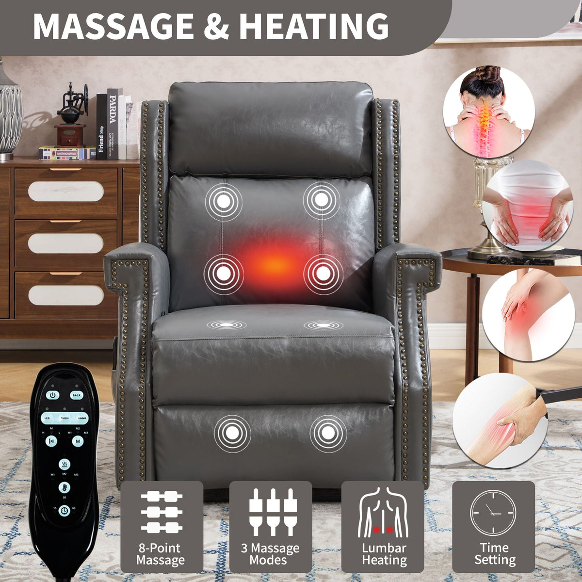 Manual Recliner With Vibrations and Heat
