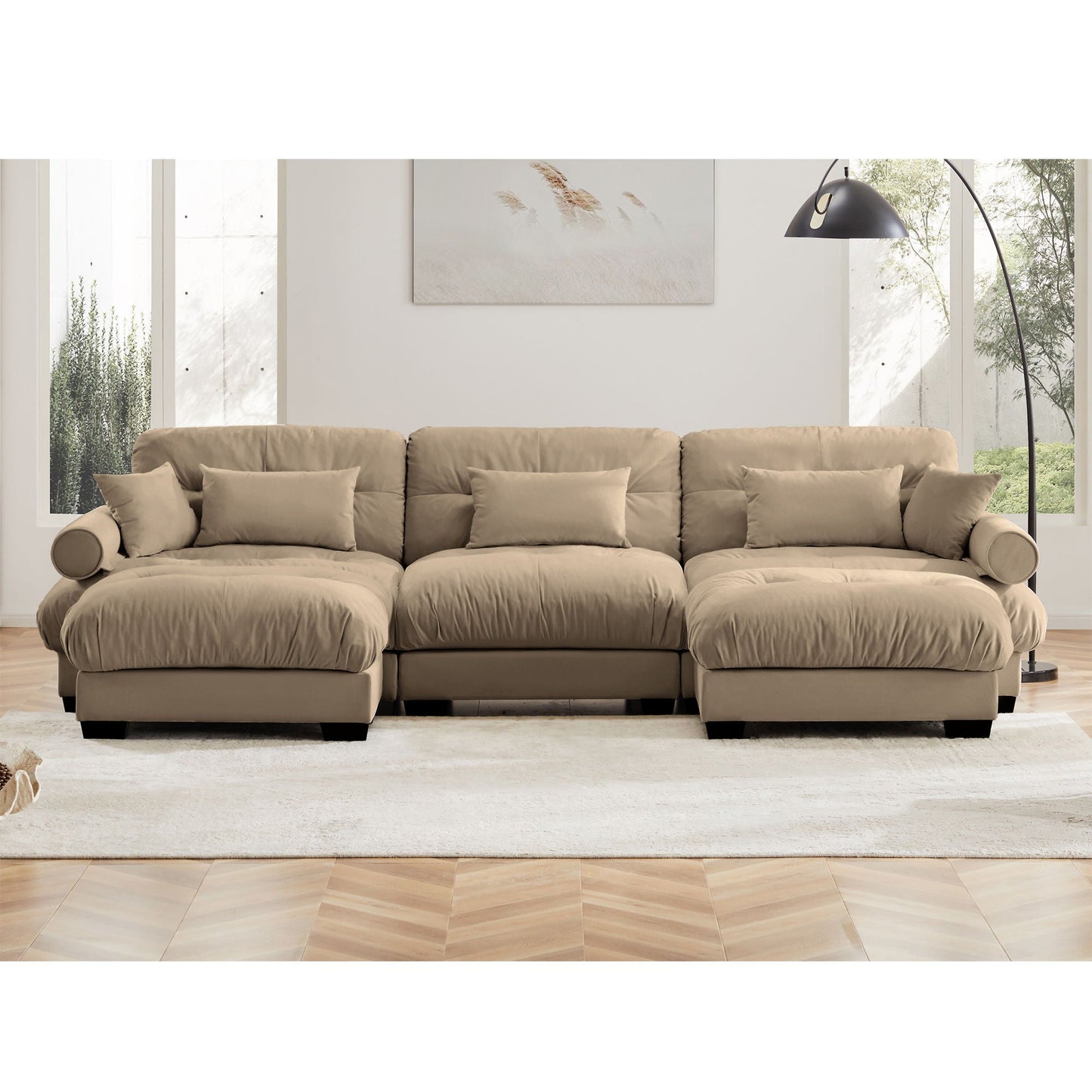 Oversized Modular Sofa with Movable Ottoman