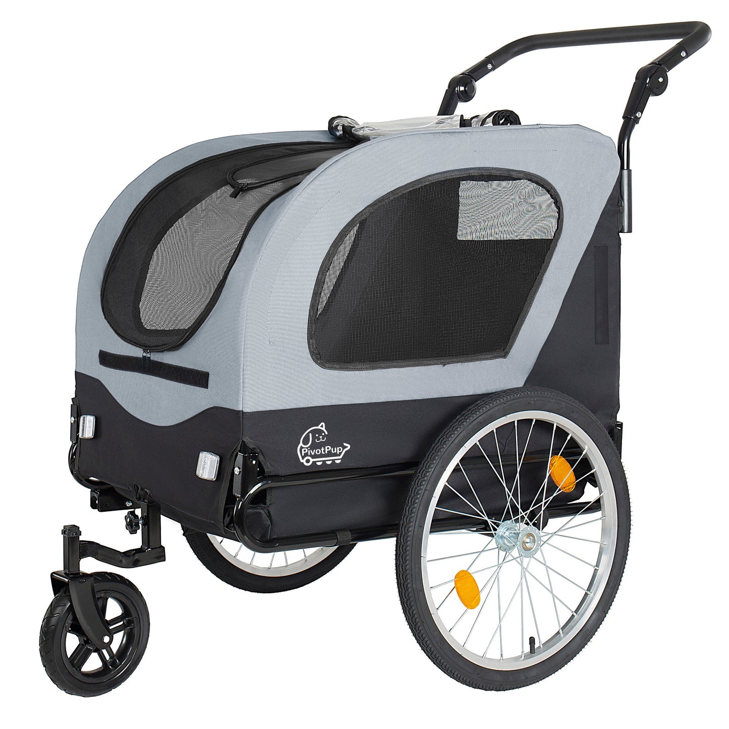 2-in-1 Bike Trailer & Pet Stroller by HouseOfZazla in gray with mesh windows and wheels on Tampa Home & Garden Store