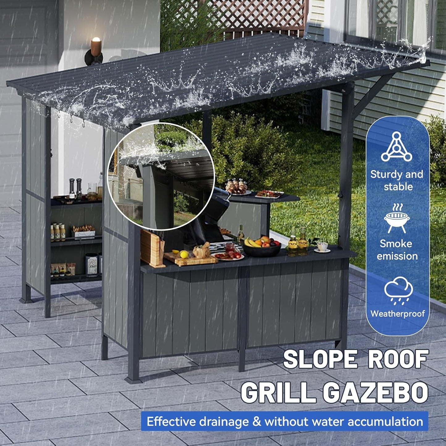 9ft By 10ft Hardtop Grill Gazebo with Shelves
