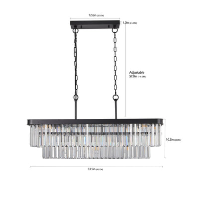 Rectangular Crystal Chandelier with black frame, hanging prisms, adjustable HouseOfZazla on Tampa Home & Garden Store