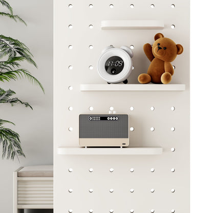 Full-length wall-mounted storage mirror with curved white shelf and hook on perforated panel on Tampa Home & Garden Store