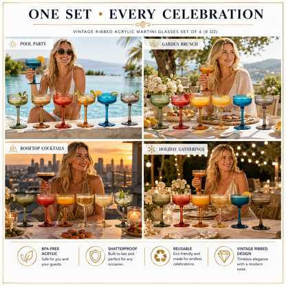 Set of 6 Unbreakable Acrylic Champagne Coupes