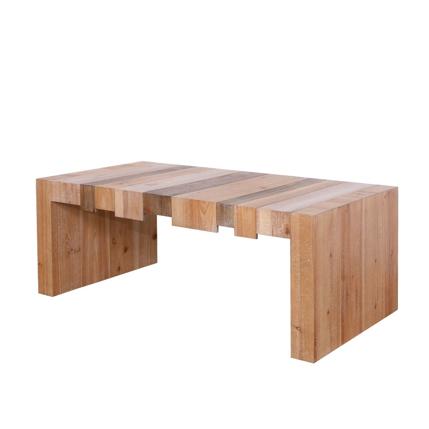 Modern Rustic Table with Sculpted Block Design