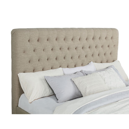 Copper Eastern King Panel Bed with tufted oatmeal upholstery by HouseOfZazla on Tampa Home & Garden Store