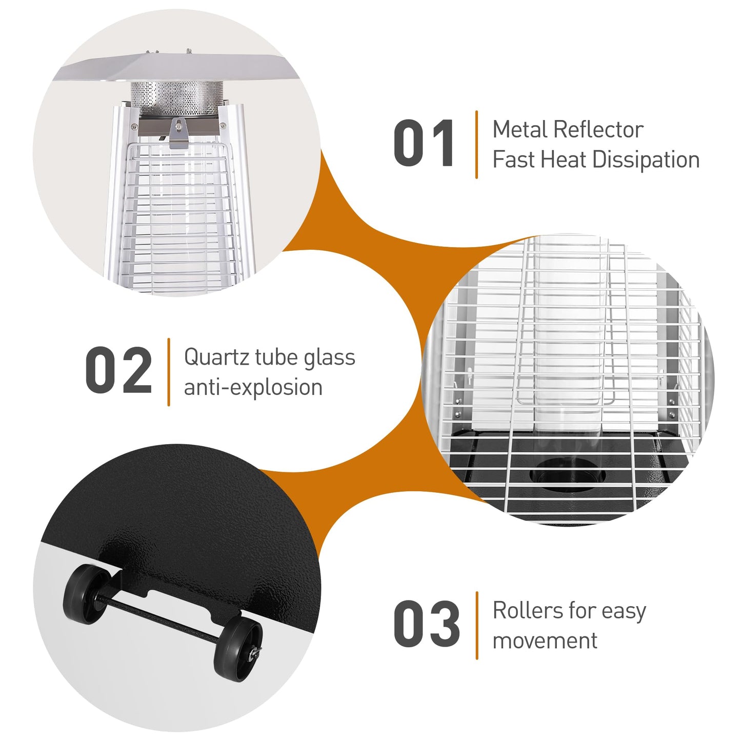 Outdoor Propane Patio Heater with Glass Tube