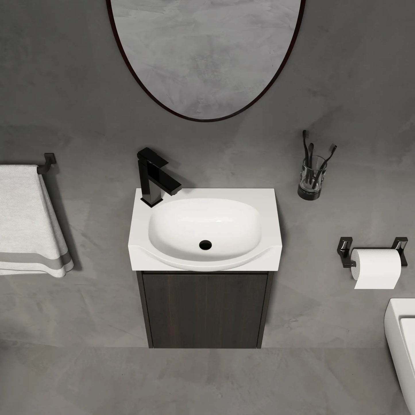 Modern Bathroom Vanity with Ceramic Basin Sink