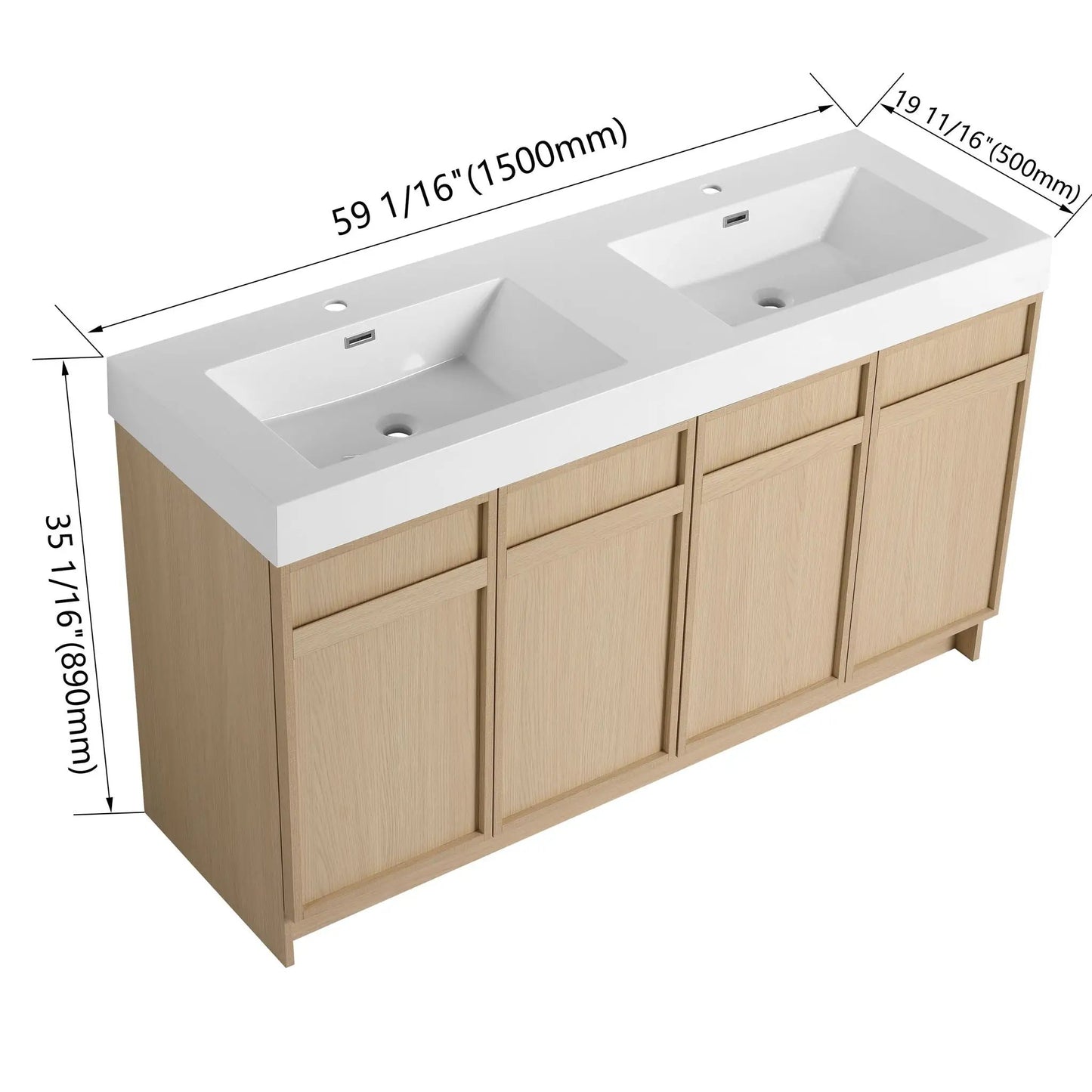 Freestanding Bathroom Vanity with Resin Sink