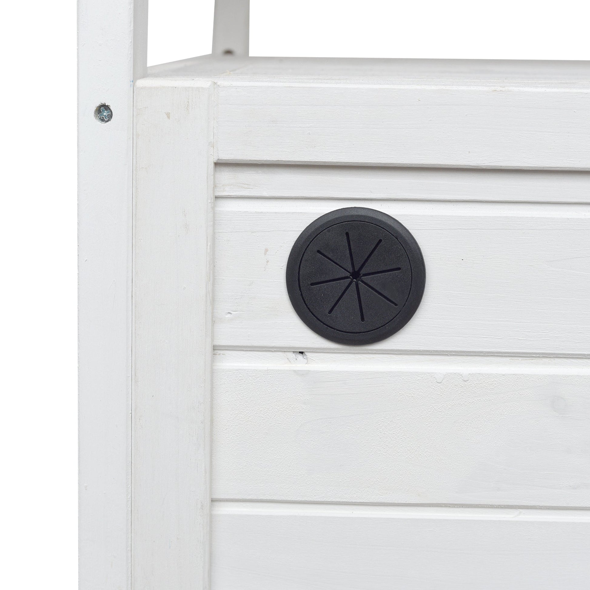 Foldable outdoor kitchen island cart white wood with storage and black vent detail on Tampa Home & Garden Store